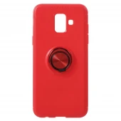 Galaxy A6 (2018) cover med ring holder rød