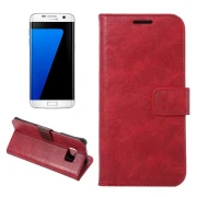 SAMSUNG GALAXY S7 EDGE vintage læder cover rød, Mobiltelefon tilbehør