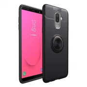 Galaxy J4 plus (2018) sort cover med ring holder Mobil tilbehør
