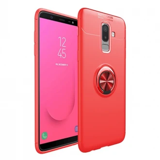 Galaxy J4 plus (2018) rød cover med ring holder Mobil tilbehør