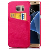 SAMSUNG GALAXY S7 EDGE læder bag cover med kort lomme, rosa