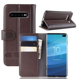 Samsung Galaxy S10 plus flip cover ægte læder brun