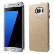 SAMSUNG GALAXY S7 EDGE læder bag cover, beige Mobiltelefon tilbehør