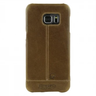 til Samsung Galaxy S6 Edge Plus cover original Pierre Cardin design ægte læder brun