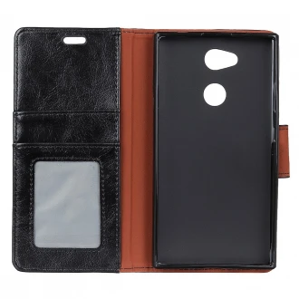 Klassisk læder cover til Sony xperia L2 sort