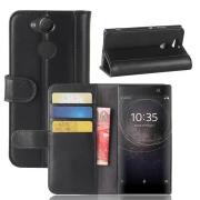 Flip cover ægte læder sort Sony xperia XA2 Mobilcovers