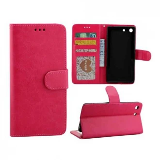 SONY XPERIA M5 læder pung cover, rosa