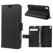SONY XPERIA XA cover etui med kort lommer sort Leveso Mobil tilbehør