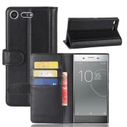 Læder flip etui Sony Xperia XZ Premium sort Mobil tilbehør