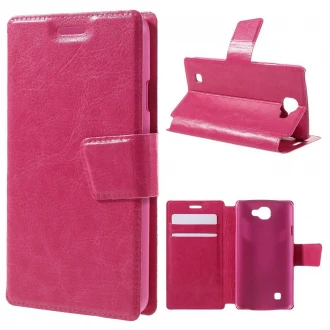 LG K4 læder cover med lommer rosa