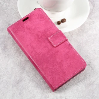 til LG K10 2017 flip cover retro stil rosa