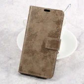 LG K10 2017 flip cover i retro stil khaki
