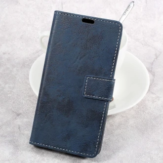til LG K10 2017 flip cover retro stil blaa