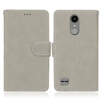 Vintage læder flip cover til LG K10 2017 grå