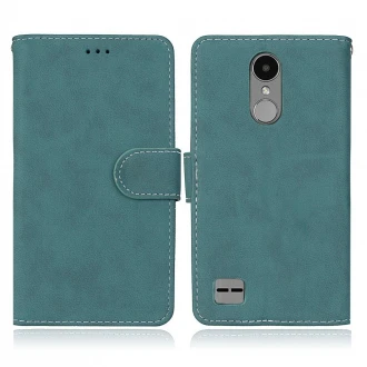 Vintage læder flip cover til LG K10 2017 oceanblå