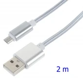 Usb micro kabel 2 meter sølv