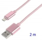 Usb micro kabel 2 meter pink