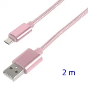 Usb micro kabel 2 meter pink Mobiltelefon tilbehør