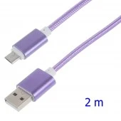 Usb micro kabel 2 meter lilla