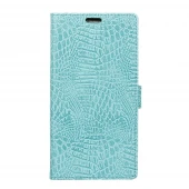 Htc U11 flip cover croco med lommer cyan