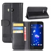 Flip cover ægte læder Htc U11 sort