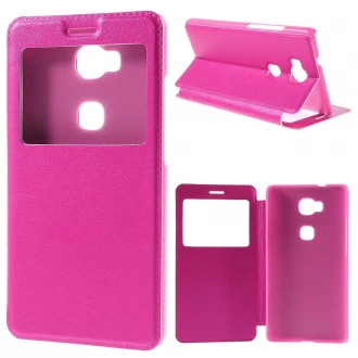 HUAWEI HONOR 5X tynd læder cover med vindue, rosa