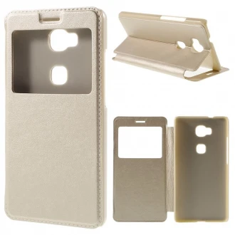 HUAWEI HONOR 5X tynd læder cover med vindue, guld