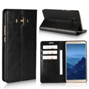 Flip cover ægte læder sort Huawei Mate 10 Mobilcovers