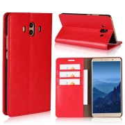 Flip cover ægte læder rød Huawei Mate 10 Mobilcovers