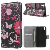 HUAWEI Y6 mønstret læder pung cover, Butterflies and Flowers