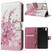 HUAWEI Y6 mønstret læder pung cover, Plum Blossom
