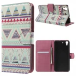 HUAWEI Y6 mønstret læder pung cover, Triangles Pattern