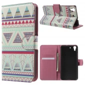 HUAWEI Y6 mønstret læder pung cover, Triangles Pattern