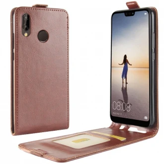 Vertikal flip cover til Huawei P20 lite brun