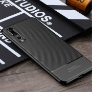 Carbon style tpu cover sort Huawei P20 pro Mobil tilbehør