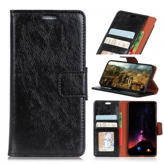 Huawei Honor 10 klassisk læder flip cover sort