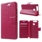 HUAWEI P9 læder cover med kort lommer, rosa