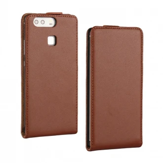 HUAWEI P9 vertikal flip cover brun