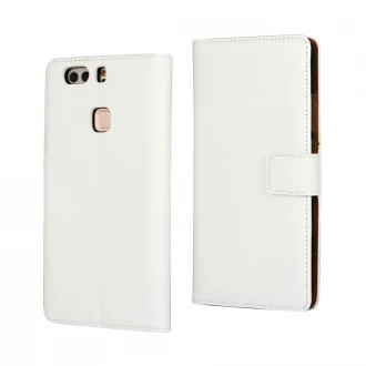 HUAWEI P9 PLUS cover i split læder med lommer hvid
