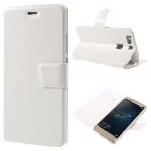 HUAWEI P9 PLUS line læder cover med lommer-hvid