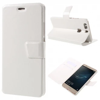 HUAWEI P9 PLUS line læder cover med lommer hvid