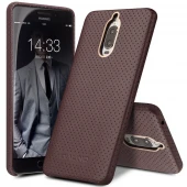 Huawei Mate 9 Pro cover mesh design ægte læder mørkebrun