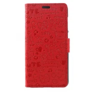 Til Huawei Honor 8 Lite cover rød med lommer cartoon, Huawei Honor 8 lite Mobil tilbehør