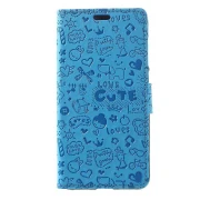 til Huawei Honor 8 Lite cover blå med lommer cartoon, Huawei Honor 8 lite Mobil tilbehør