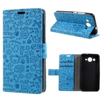 til Huawei Y3 2017 cover med lommer cartoon blå