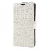 Huawei Y3 2017 cover med lommer cartoon hvid