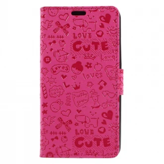 til Huawei Y3 2017 cover med lommer cartoon rosa