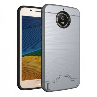 Til Moto G5S cover armor med kortholder grå