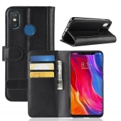 Xiaomi Mi 8 cover ægte læder sort