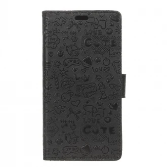 Til Nokia 8 flip cover cartoon sort